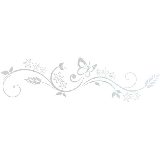 Frosted Window Glass Sticker - Butterfly Flowers