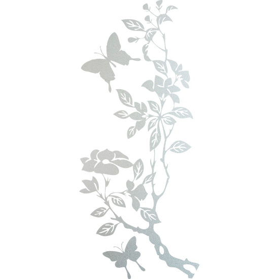 Frosted Window Glass Sticker - Butterfly Flowers