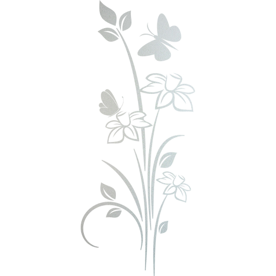 Frosted Window Glass Sticker - Butterfly Flowers