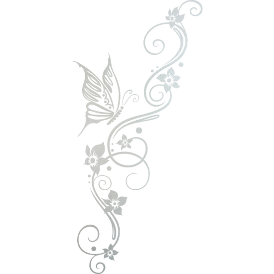 Frosted Window Glass Sticker - Butterfly Flowers