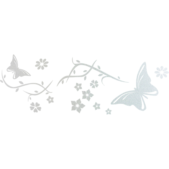 Frosted Window Glass Sticker - Butterfly Flowers