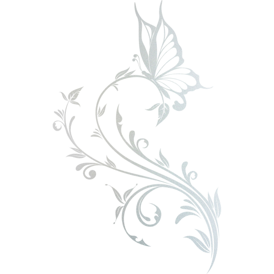 Frosted Window Glass Sticker - Butterfly Flowers