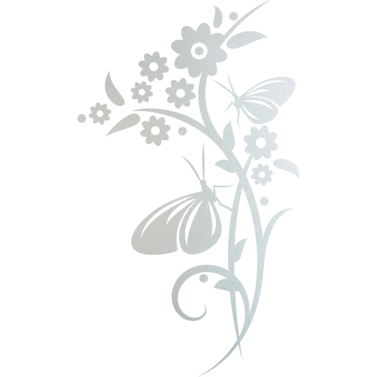 Frosted Window Glass Sticker - Butterfly Flowers