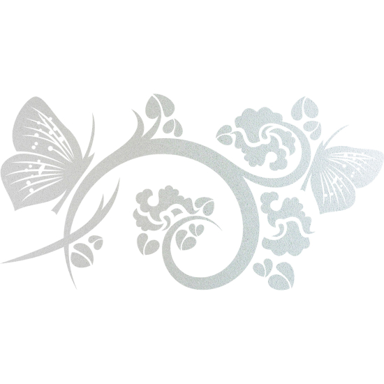 Frosted Window Glass Sticker - Butterfly Flowers