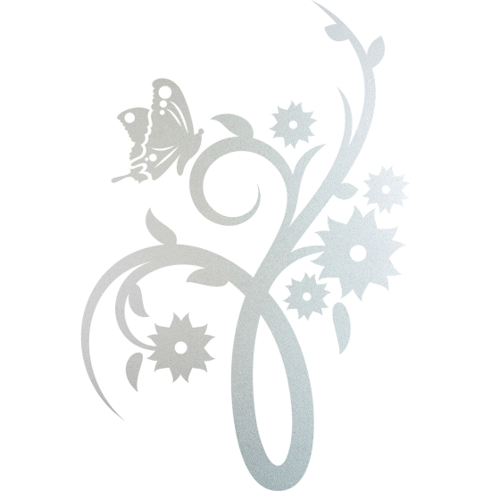 Frosted Window Glass Sticker - Butterfly Flowers