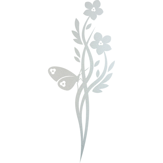 Frosted Window Glass Sticker - Butterfly Flowers