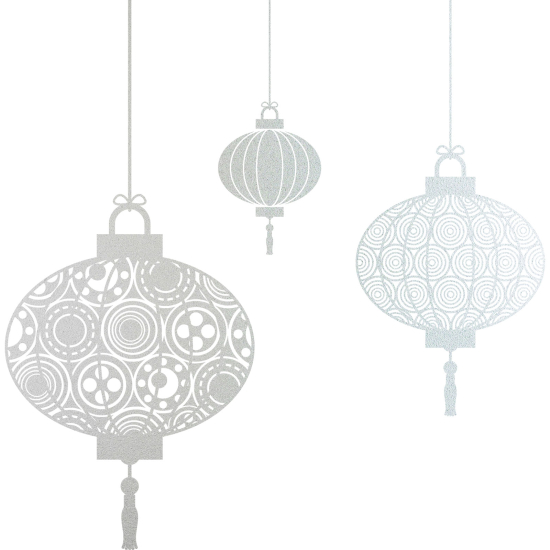 Frosted Window Glass Sticker - Chinese lanterns