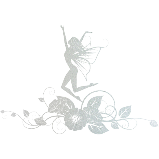 Frosted Window Glass Sticker - Fairy Flowers