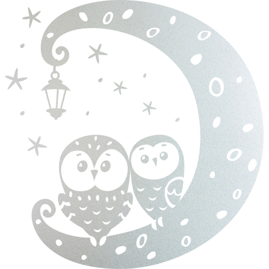 Frosted Window Glass Sticker - Moon Owls