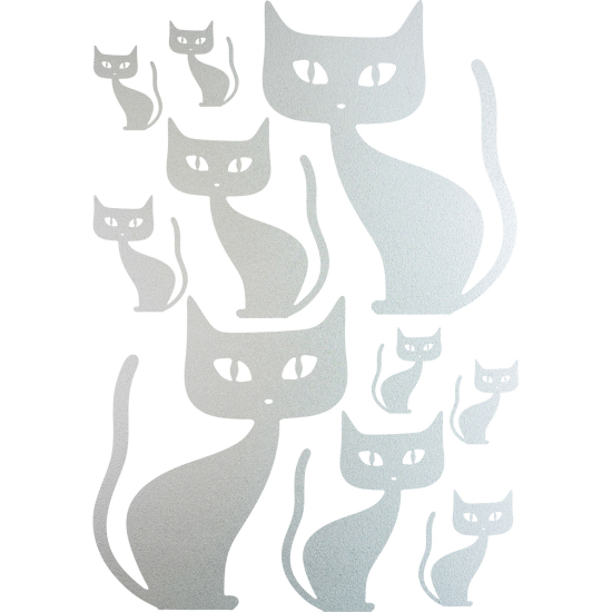 Frosted Window Glass Sticker - Set Of 10 Cats