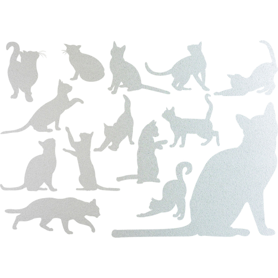 Frosted Window Glass Sticker - Set Of 14 Cats