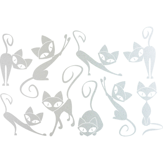 Frosted Window Glass Sticker - Set Of 9 Cats