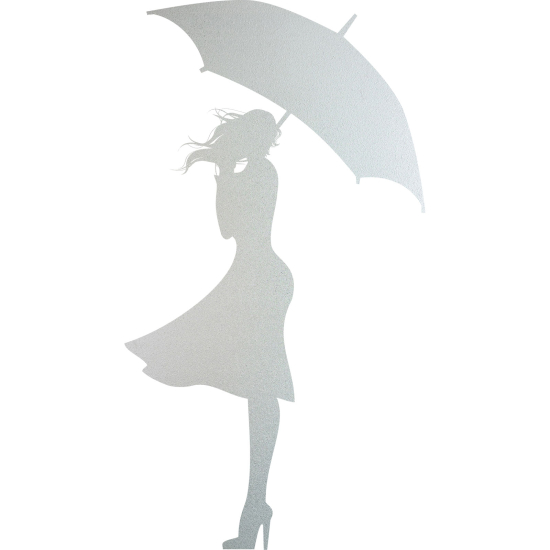 Frosted Window Glass Sticker - Woman Umbrella