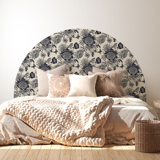 Headboard Wall Sticker - Flowers Birds