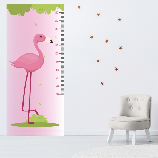 Height Chart Wall Sticker - Pink flamingo