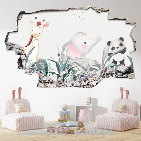 Hole In The Wall Sticker - Optical illusions - Animals