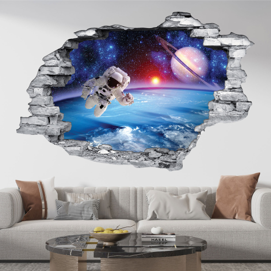 Hole In The Wall Sticker - Optical illusions - Astronaut