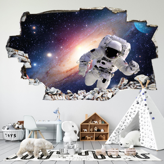 Hole In The Wall Sticker - Optical illusions - Astronaut