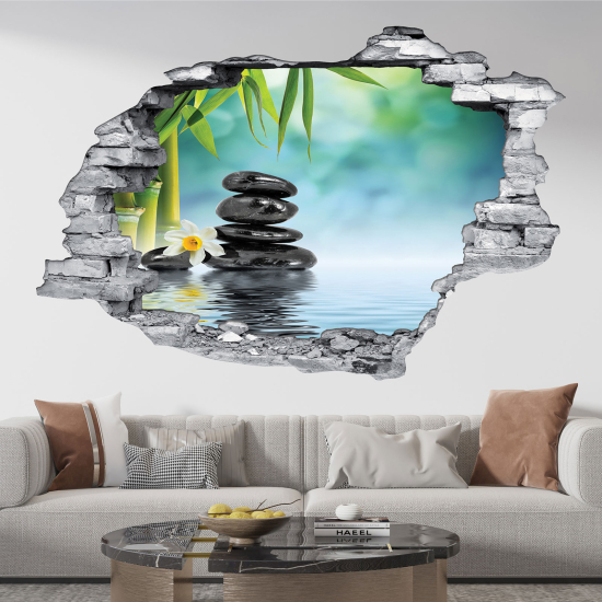 Hole In The Wall Sticker - Optical illusions - Bamboo pebbles