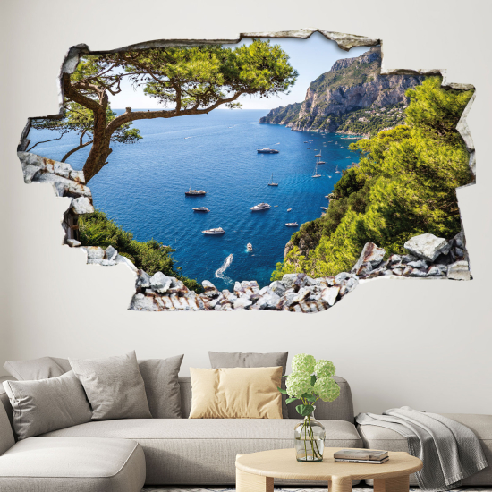 Hole In The Wall Sticker - Optical illusions - Boat