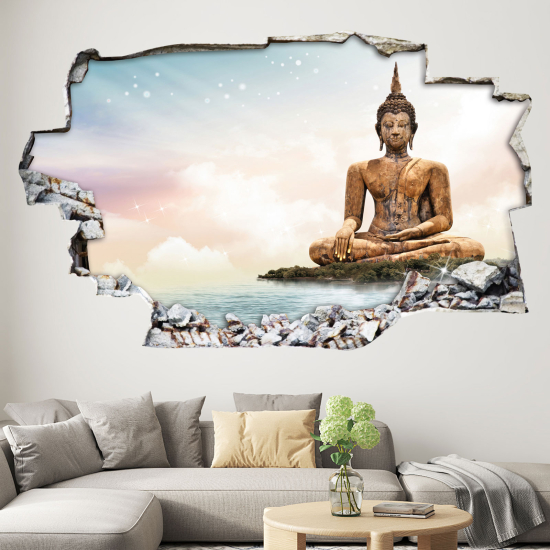 Hole In The Wall Sticker - Optical illusions - Buddha