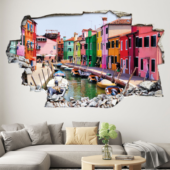 Hole In The Wall Sticker - Optical illusions - Burano Island