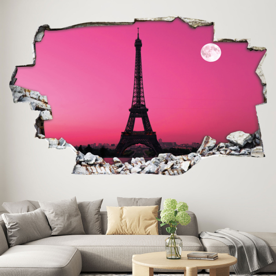 Hole In The Wall Sticker - Optical illusions - Eiffel Tower