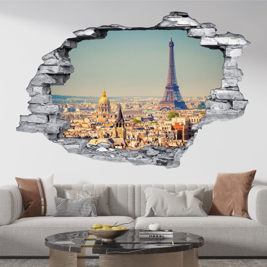 Hole In The Wall Sticker - Optical illusions - Eiffel Tower