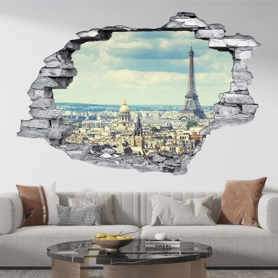 Hole In The Wall Sticker - Optical illusions - Eiffel Tower