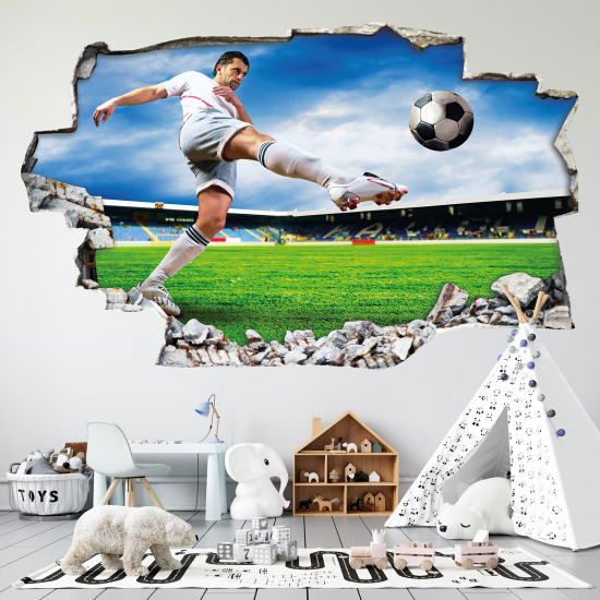 Hole In The Wall Sticker - Optical illusions - Footballer