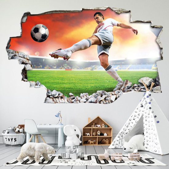 Hole In The Wall Sticker - Optical illusions - Footballer