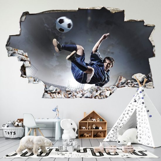 Hole In The Wall Sticker - Optical illusions - Footballer