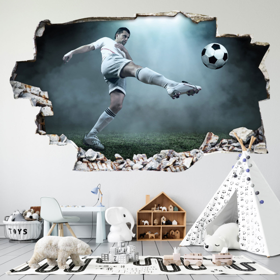 Hole In The Wall Sticker - Optical illusions - Footballer