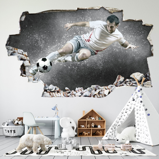 Hole In The Wall Sticker - Optical illusions - Footballer