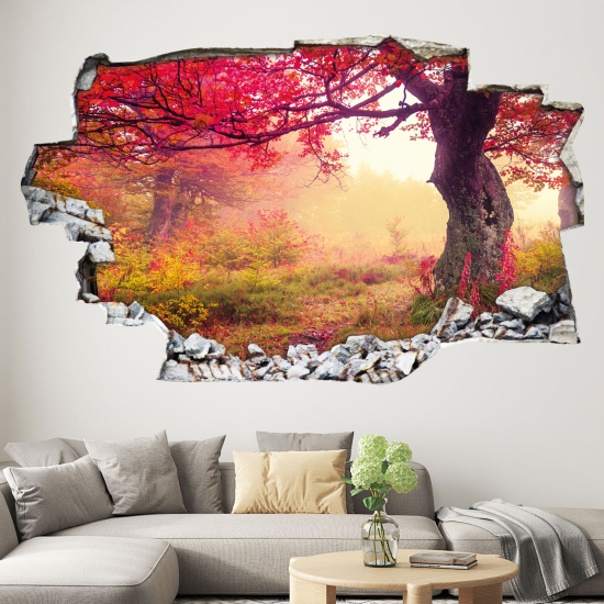 Hole In The Wall Sticker - Optical illusions - Forest