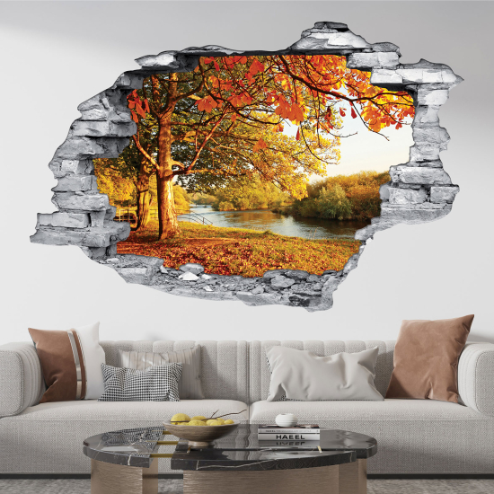 Hole In The Wall Sticker - Optical illusions - Forest River