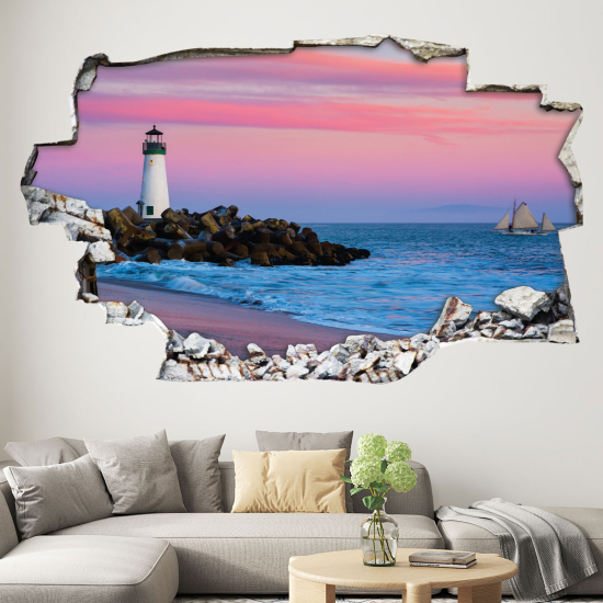 Hole In The Wall Sticker - Optical illusions - Lighthouse