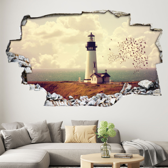 Hole In The Wall Sticker - Optical illusions - Lighthouse