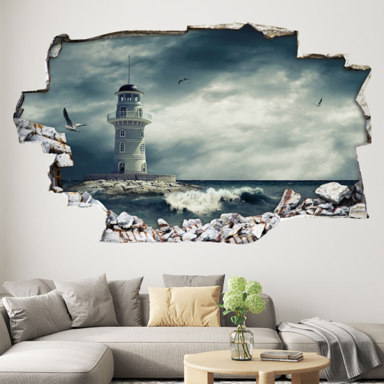 Hole In The Wall Sticker - Optical illusions - Lighthouse