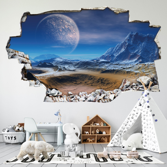 Hole In The Wall Sticker - Optical illusions - Moon