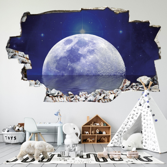 Hole In The Wall Sticker - Optical illusions - Moon