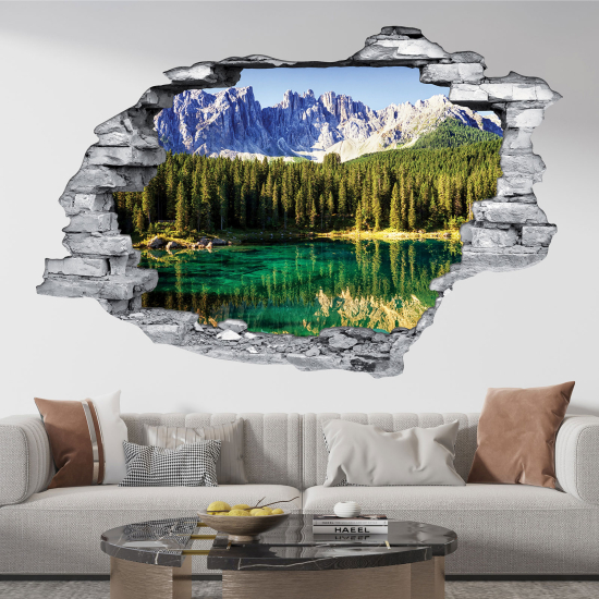 Hole In The Wall Sticker - Optical illusions - Mountain Lake