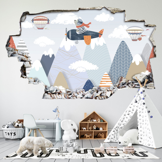 Hole In The Wall Sticker - Optical illusions - Mountains