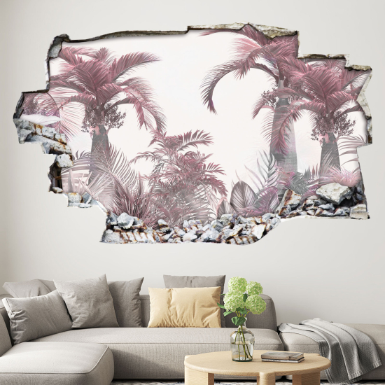 Hole In The Wall Sticker - Optical illusions - Palm trees