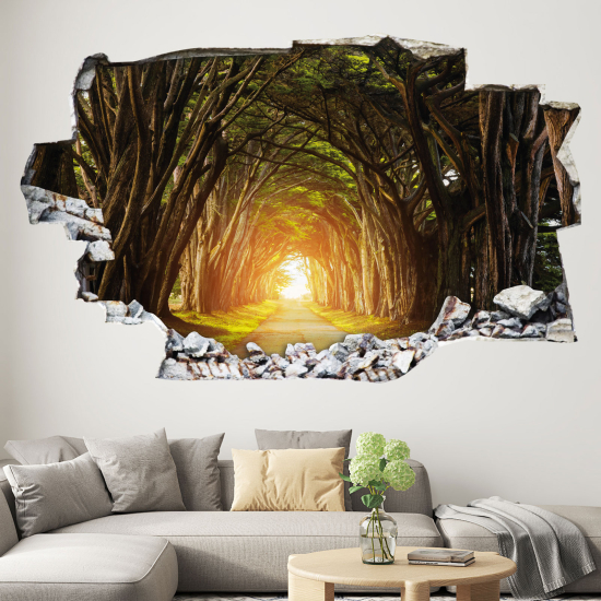 Hole In The Wall Sticker - Optical illusions - Path in the Forest