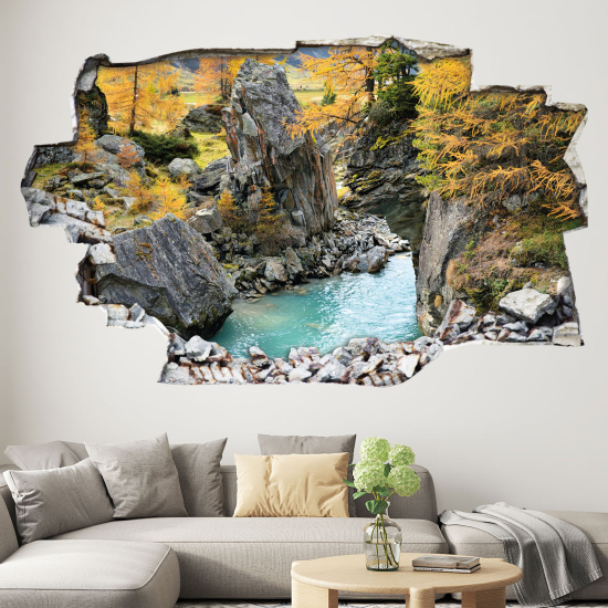 Hole In The Wall Sticker - Optical illusions - River