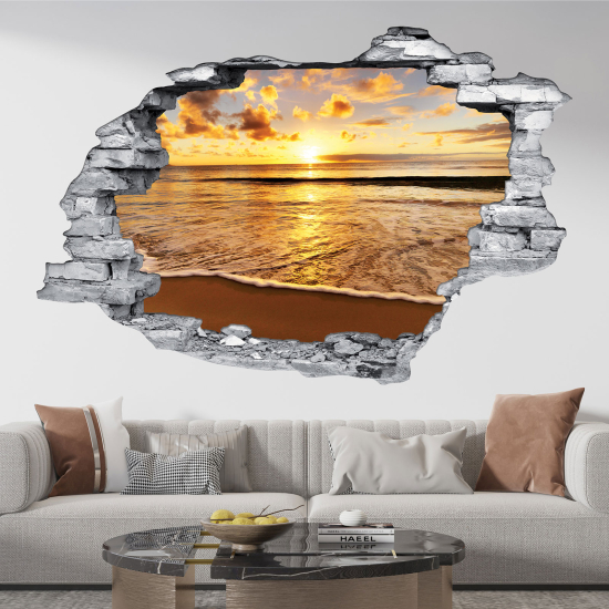 Hole In The Wall Sticker - Optical illusions - Sea