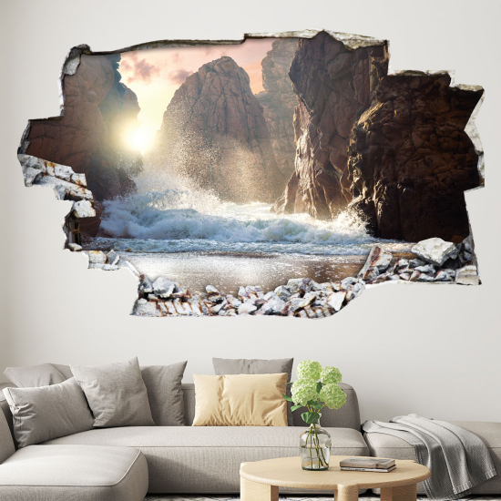 Hole In The Wall Sticker - Optical illusions - Sea