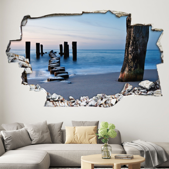 Hole In The Wall Sticker - Optical illusions - Sea View