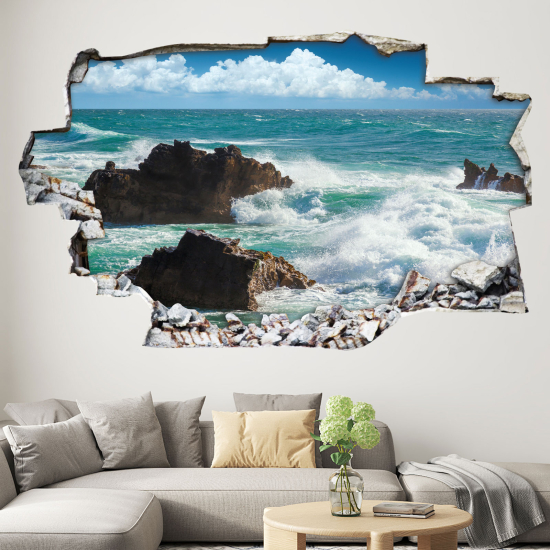 Hole In The Wall Sticker - Optical illusions - Sea View